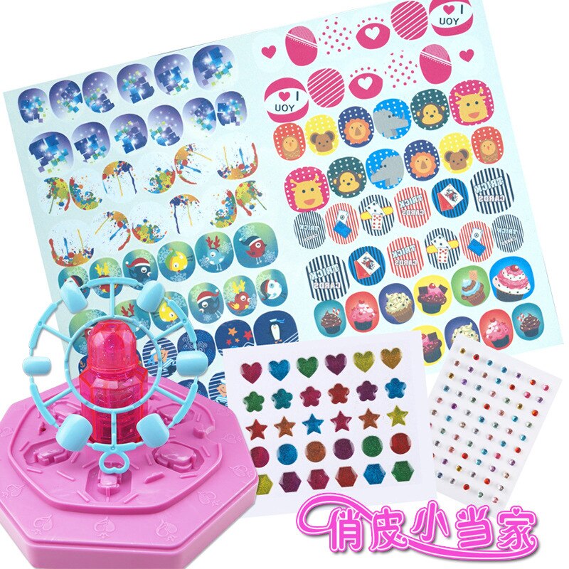 96pcs Children DIY Color Nail Sticker Set Beauty Pretend Toy Girls Handmade Reusable Nontoxic Nail Patch Stickers Birthday