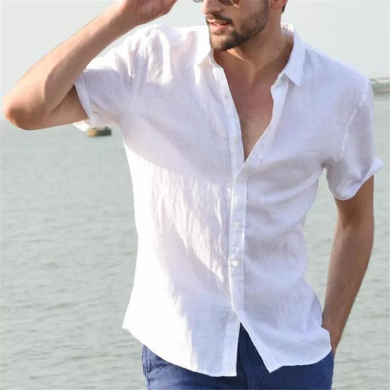 Sommer casual skjorter til mænd kortærmet bomuldsskjorte masculina camisa slim fit herrebluse homme chemise plus size mænd