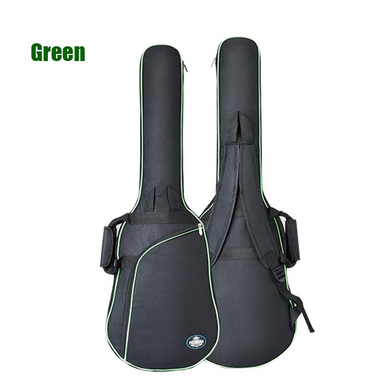 40/41 tommer oxford stof elektrisk guitar taske farverig kant gig taske dobbelt stropper pad 8mm bomuld fortykkelse blødt betræk: Grøn