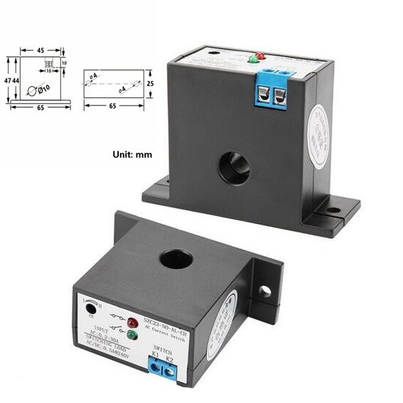 NO/NC Current Sensing Switch Adjustable AC 0.2-30A SZC23 IP30 Adjustable AC Current Sensing Switch Electrical Equipment Sensor