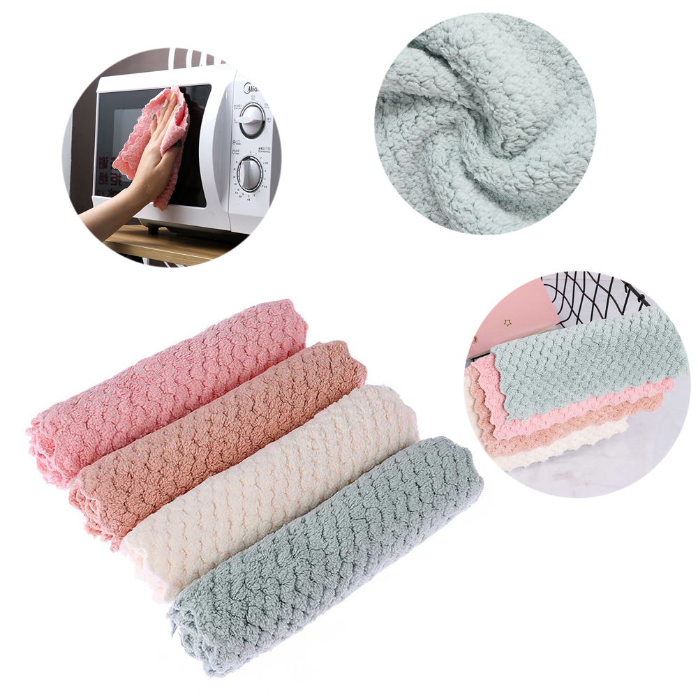 1PC Anti-grease Dish Cloth Bamboo Fiber Washing Towel Scouring Pad Kitchen Household Supplies Cleaning Rags Tools 4 Styles