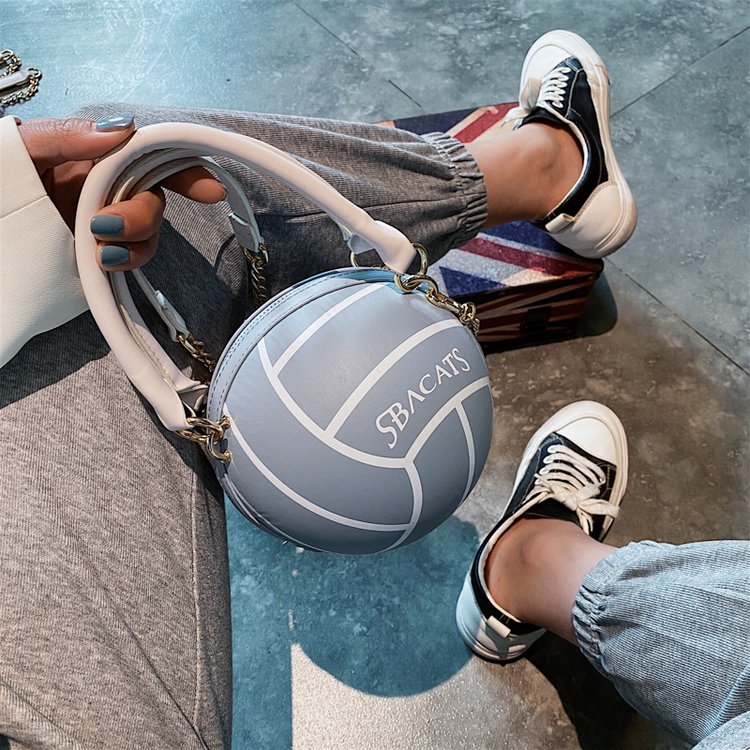 Pu leren volleybalvormige handtassen en portemonnees voor vrouwen, schoudertas met ketting en crossbody, handtassen voor meisjes en dames