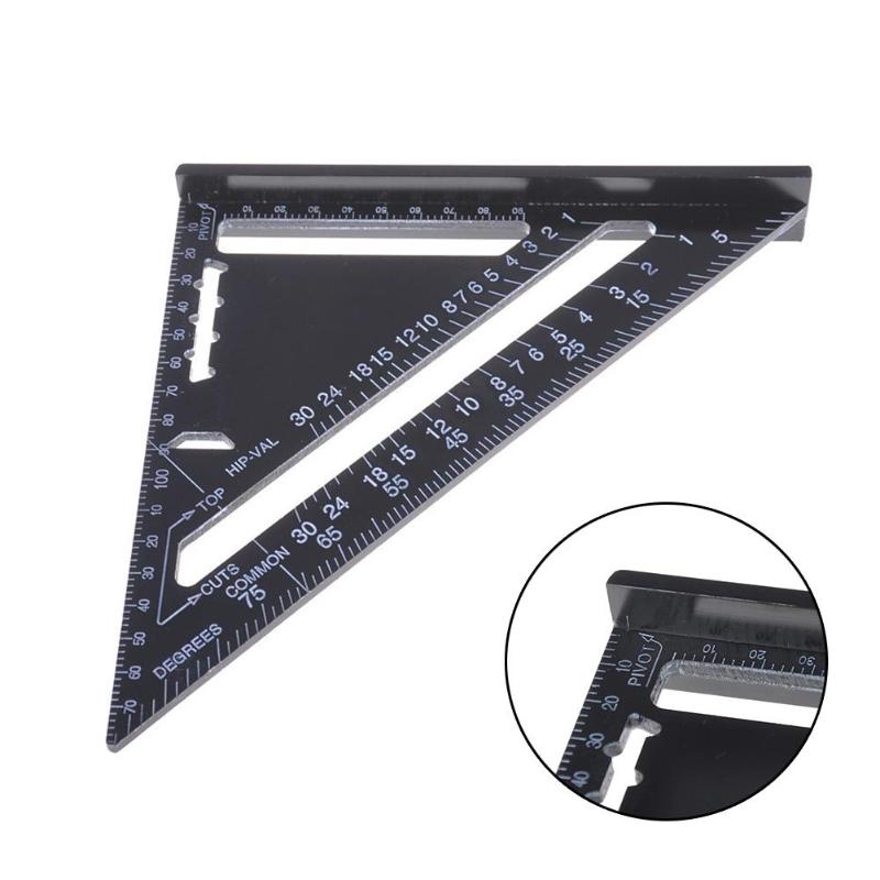 7/12 tommers trekant vinkellinjal vinkelmåler trebearbeiding multifunksjonsverktøy hurtiglest firkantet layout måler som måler aluminiumslegering