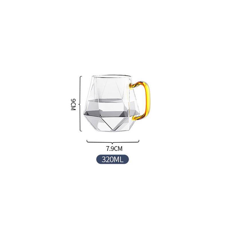 Jarra de agua fría y para Set de Tetera, jarra de café transparente con textura de diamante de 1,5 l, garrafa de agua para el hogar, tetera resistente al calor Se: 320ml tea cup