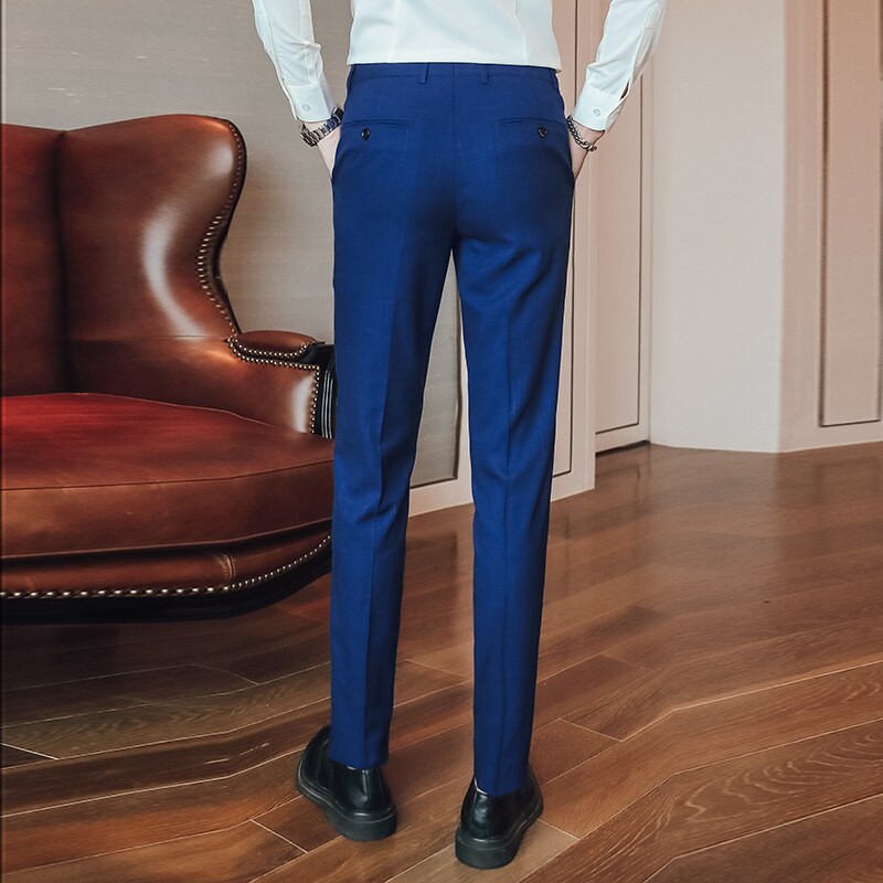 Herfst en winter heren blauwe pantalon maat 29 30 31 32 34 36 38 40 heren zakelijke casual broek heren gestreepte broek