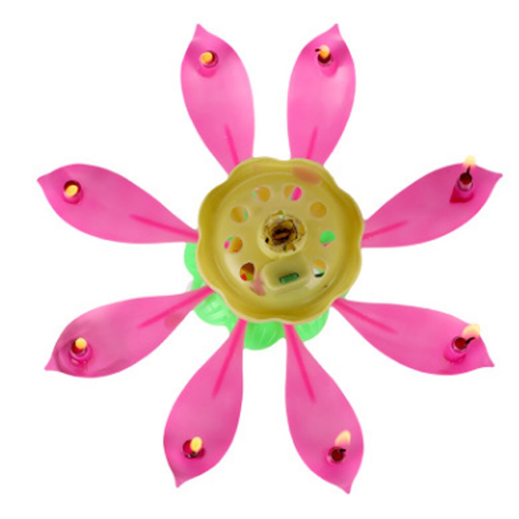 Birthday Cake Music Candles Double Flower Blossom Birthday Cake Flat Rotating Electronic Christmas Festival Decorative @B31