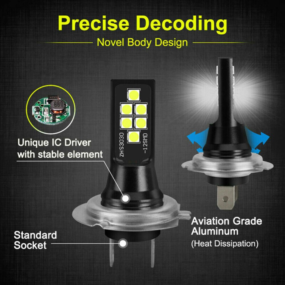 360Degree LED Headlight 6500K Car SMD Waterproof White DC 9-32V Durable