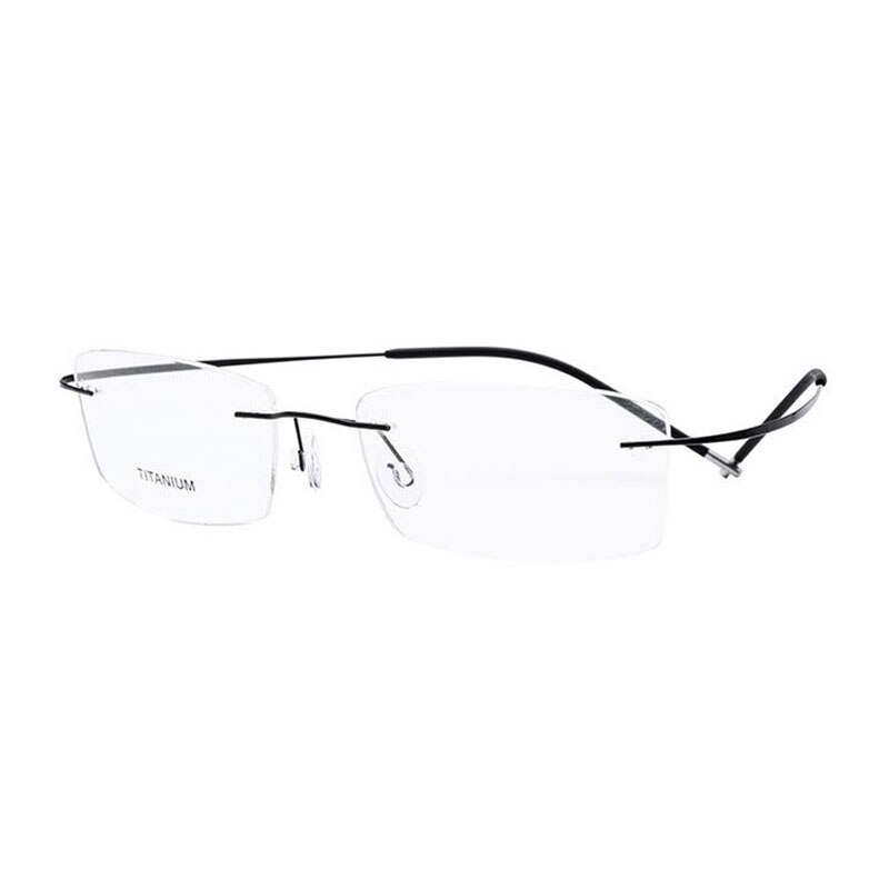 Montura de gafas de titanio súper ligera y Flexible, sin montura, para mujeres y hombres, gafas graduadas ópticas: Black