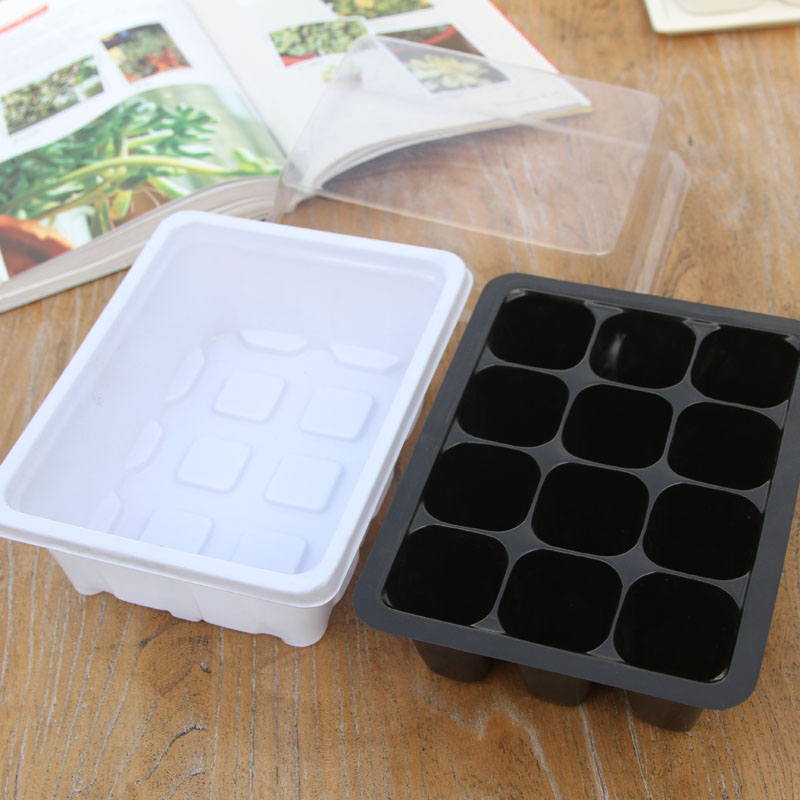 12 Cell Seed Seedling Trays Plastic Nursery Tray With Lid Grow Box Tray Plant Seed Mini Greenhouse For Garden Agriculture Pots