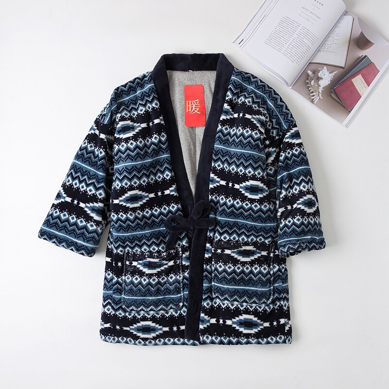 Chaqueta Kimono Haori Lisa Vintage para hombre, abrigo de invierno grueso con relleno de algodón, Kimono, chaqueta, disfraz de Cosplay de samurái japonés, abrigo holgado: Style E