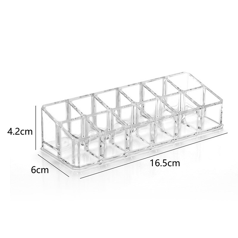 24/6 Grid Lipstick Box Acryl Make Organizer Opbergdoos Lippenstift Nagellak Display Stand Houder Cosmetische Organizer Box #058: 12 grids