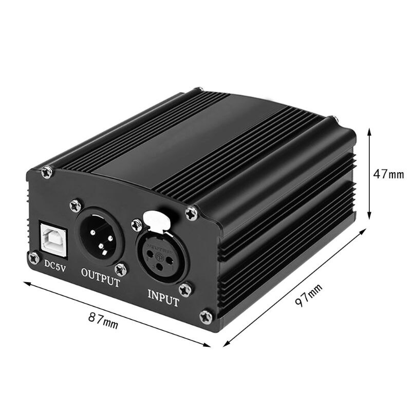 Cabo usb jack portátil de 1 canais 48v, para microfone de 3 pinos, compatível com todos os microfones, acessórios