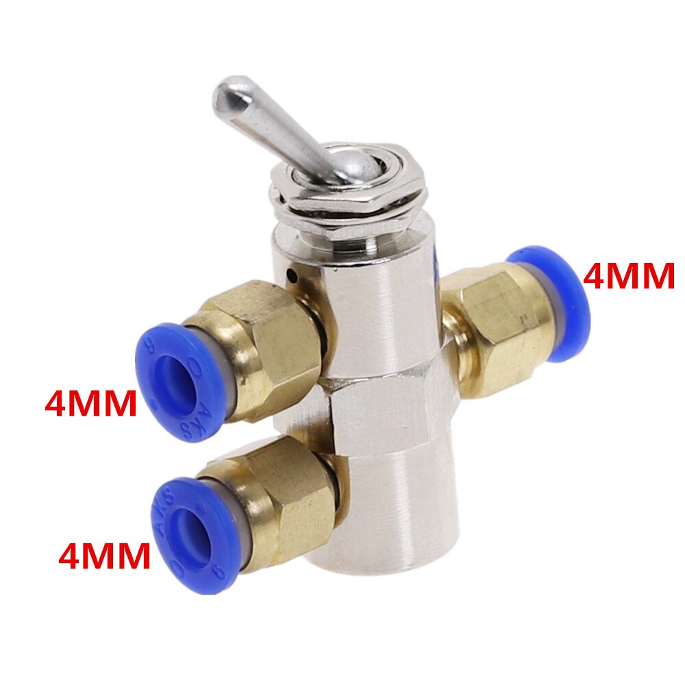 Exhaust valve 2 Position 5 Way Toggles Cylindrical Mechanical Air Pneumatic Valve switch w Fiittings TAC2-4V: Red