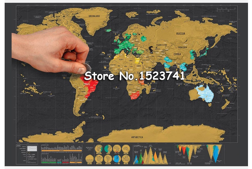 1 x Travel Deluxe Kras Wereldkaart Geografie Onderwijs Speelgoed Kaart 42*30 cm