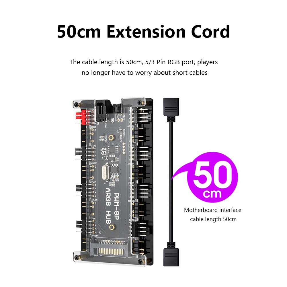 PWM LED Controller PC Fan Hub RGB fans 5V 3 Pin ARGB Cooling AURA Splitter Adapter small 4pin temperature AURA controller