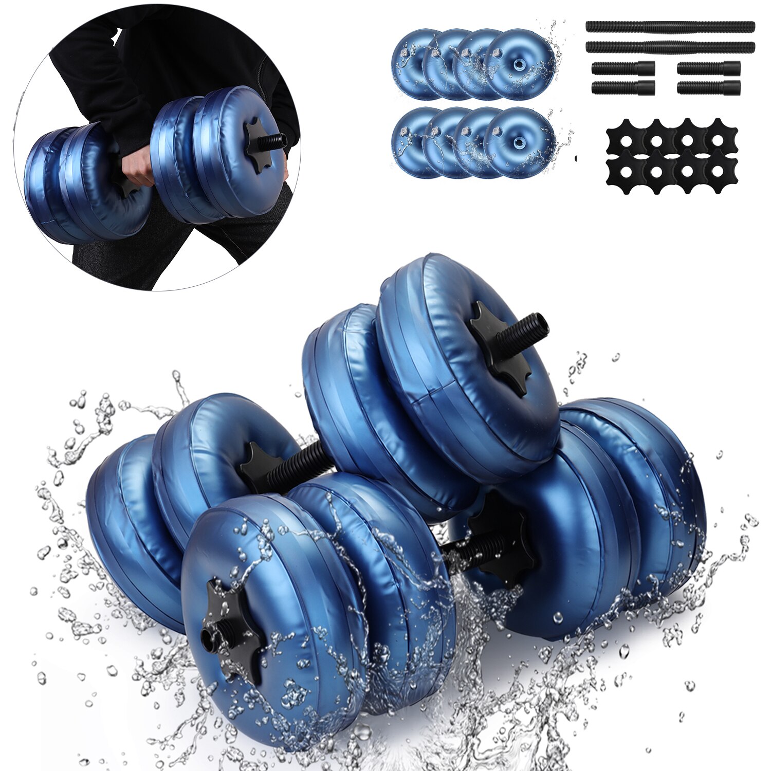 20kg Water-Filled Dumbbel Anti-Impact Water Injection Dumbbells Adjustable Dumbbells Training Arm Muscle Fitness Dumbbell