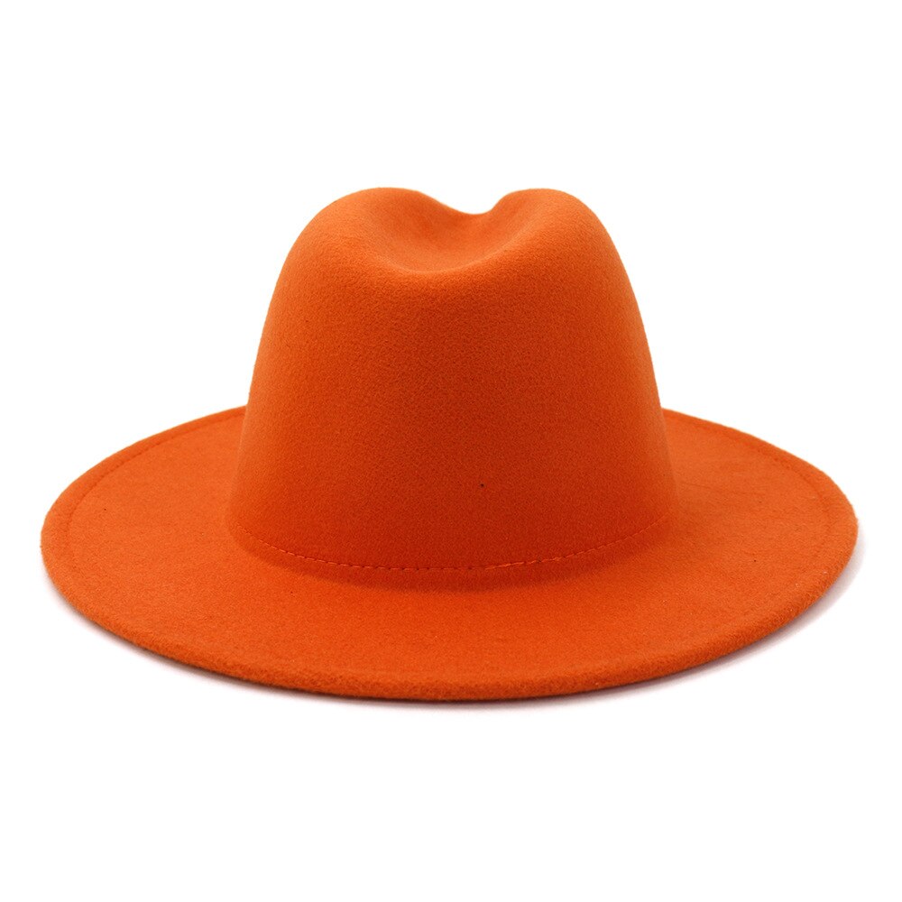 Classic British Fedora Hat Men Wome Orange Woolen Winter Felt Hats Jazz Hat