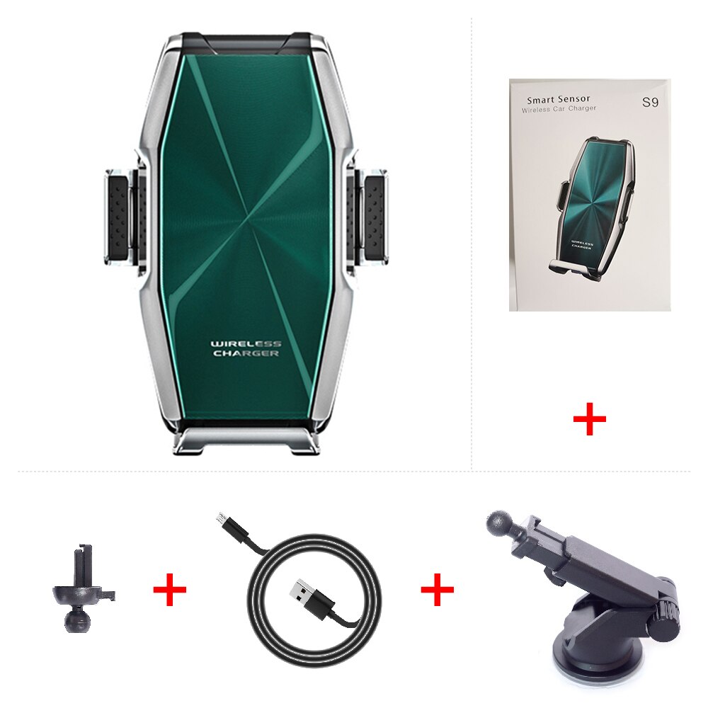 Qi Super Capacitor Wireless Car Phone Charger 15W Fast Charge Holder Mount forHuawei Mate30pro P30pro foriphone11 pro max 11pro: Silver add holder