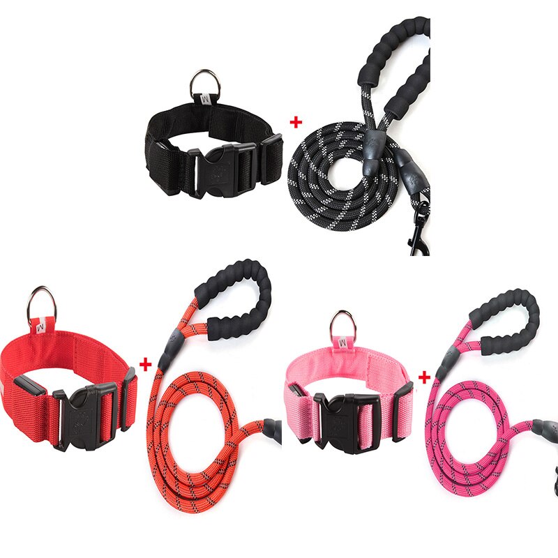 Mesh Nylon Pet Dog Collar And Leash Set Puppy Collar Dog Necklace Reflective Black Pitbull Terrier Leash Doberman Dog