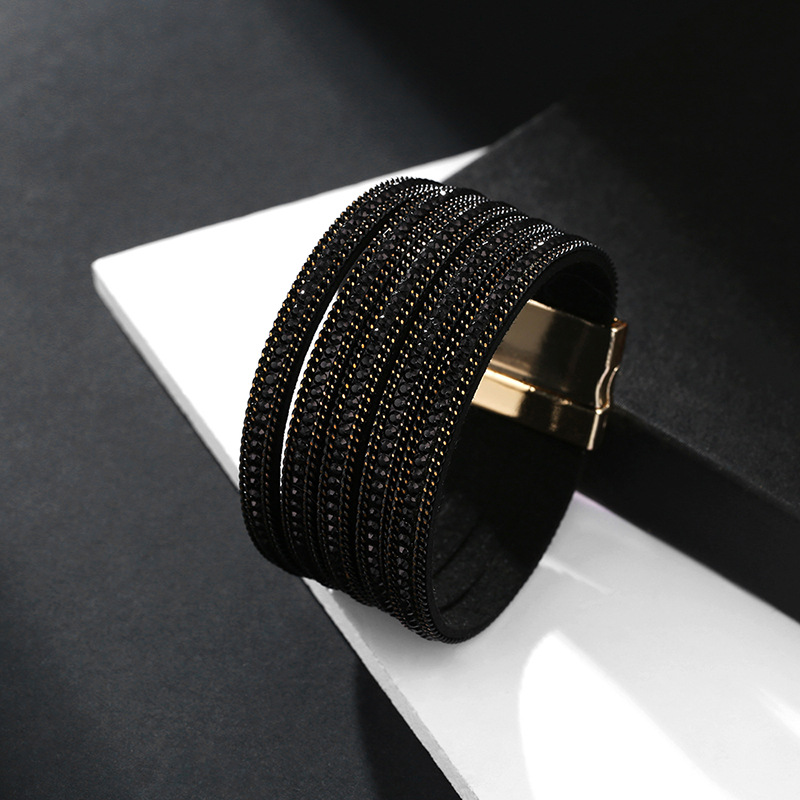 Bracciale da donna in stile bohémien esagerato con polsini magnetici con strass multistrato retrò gioielli da donna