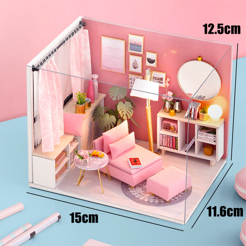 DIY 3D Bakkerij Poppenhuis Houten Miniatuur Poppenhuis Kit Meubels Modern Huis Model Speelgoed Kinderen Creatieve Meisje Verjaardagscadeautjes