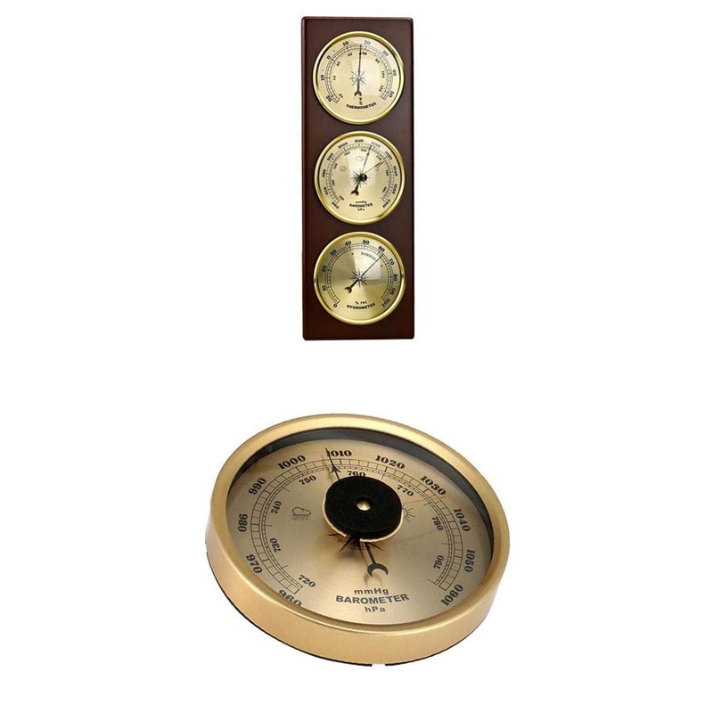 Wall Barometer Thermometer Hygrometer Air Pressure Gauge Weather Station Hanging Home/Office Metal Material: Default Title