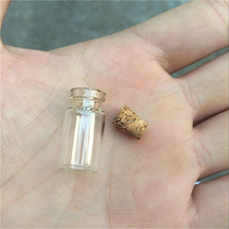 1ml miniglasflaskor flaskor med kork tomma små genomskinliga glasflaskor 13*24*6mm 100 st/lot