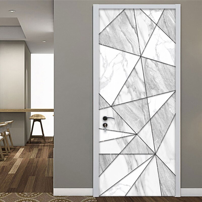 3D Geometric Marble Texture Self Adhesive Door Sticker Decorative Photo Wallpaper Wall Sticker Living Room Bedroom Jewelry Mural