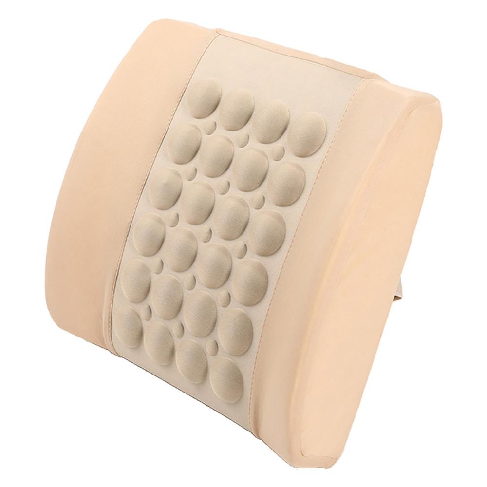 Asiento de coche de masaje eléctrico ajustable, cojín de soporte de cintura de esponja suave: Blanco