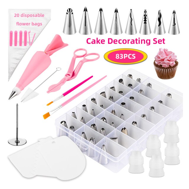 Cake Turntable Kit Plastic Confectionery Nozzles Spatula Cake Decorating Tools Pastry Rotating Stand For Decorating: 83pcs set