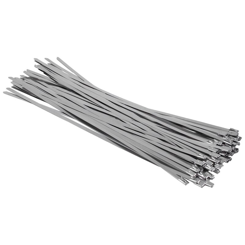 50Pcs 4.6X300Mm Stainless Steel Exhaust Pipe Wrap Coated Locking Cable Zip Ties Self-Locking Stainless Steel Cable Tie