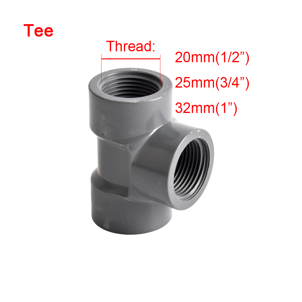 Conector de rosca hembra de PVC 1/2 3/4 1, 20/25/32mm, codo recto, adaptador de 3 vías para tubería de acuario de riego de jardín: Rojo / 1/4"