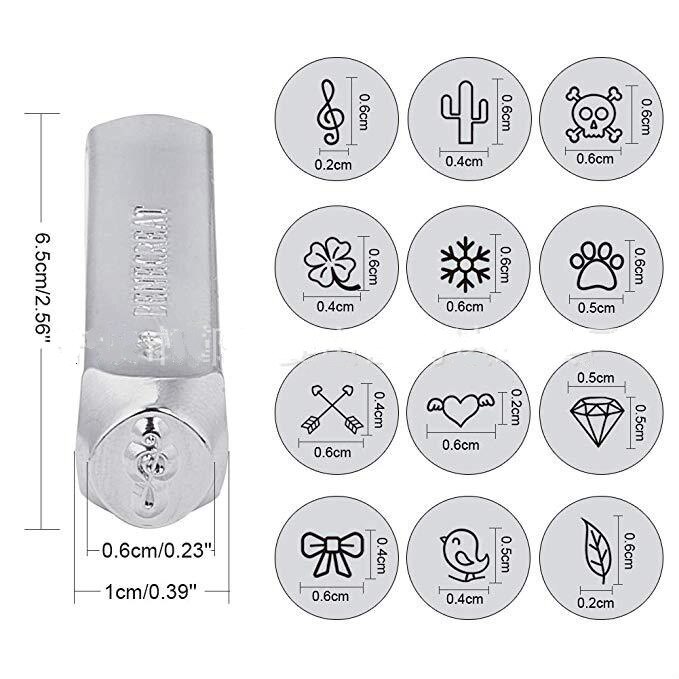 Juego de troqueles de Metal de acero para joyería, herramienta de estampado de logotipo de Animal, estuche artesanal, venta al por menor y al por mayor, 12 Uds.