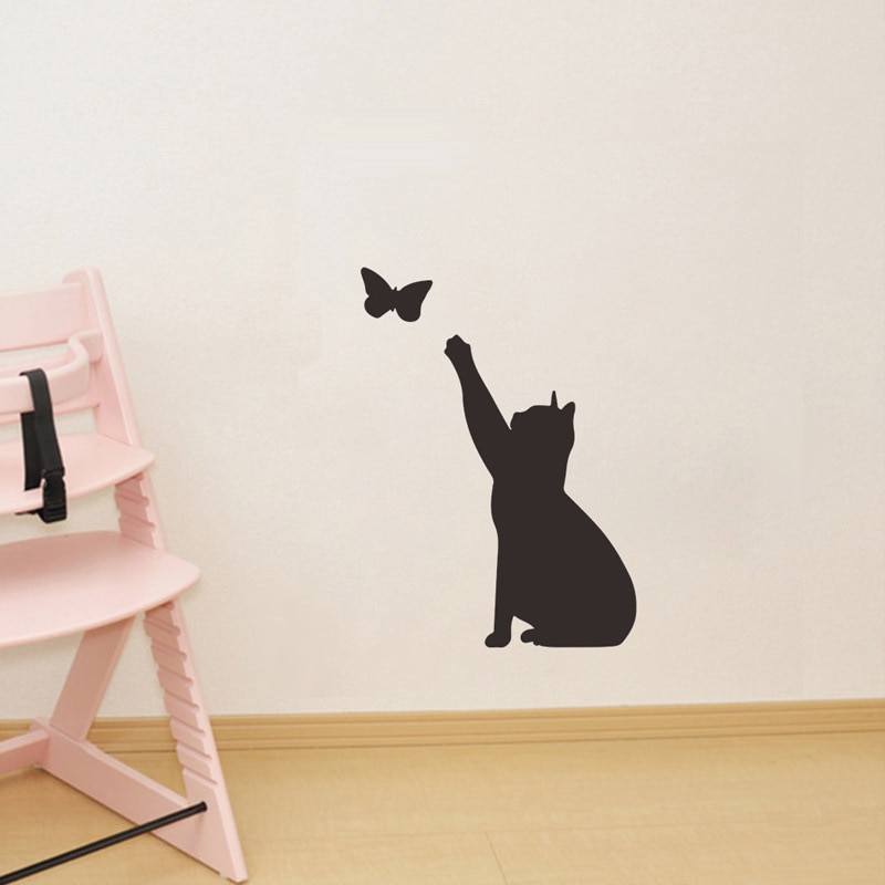 Killing sommerfugl wallsticker stue soveværelse baggrund dekoration skabstapet søde kat klistermærker boligindretning