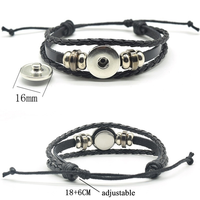 Lysende stjernetegn trykknap armbånd mænd kvinder 12 konstellation vævet læder armbånd par ven dropshiping