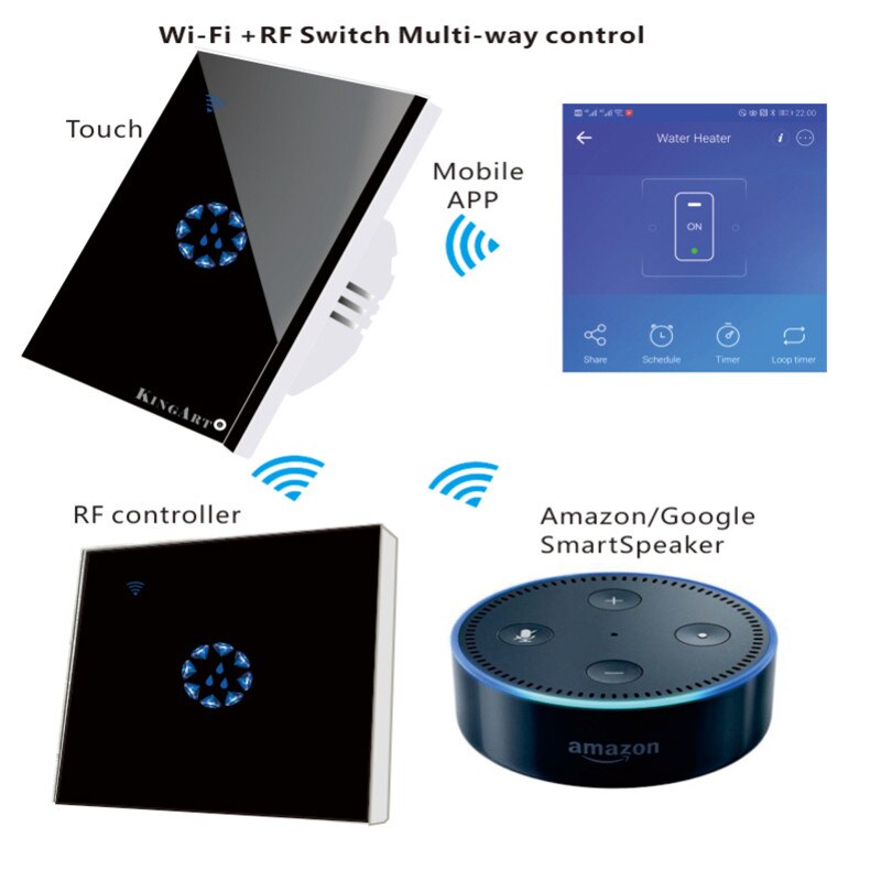 20A High Power Wifi Smart Touch Boiler Schakelaar Compatibel Met Ios/Android/Tu Ya Smart App Water heater Wifi Schakelaar
