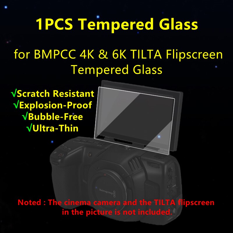 TILTA Flipscreen of BMPCC4K &amp; 6K Tempered Glass LCD Screen Protector Protection for Blackmagic Pocket Cinema Camera 4K: Glass for 4K x1