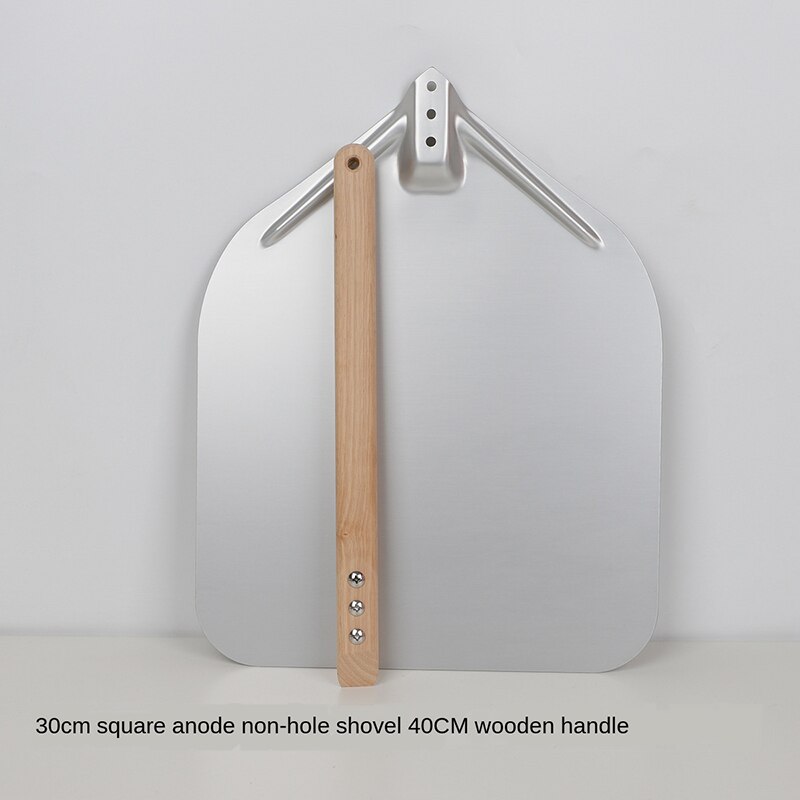 Pelle à Pizza 7/8/9 pouces, outils de cuisine Portable en aluminium, poignée en bois, poinçon de four transfert Anode péridurale poêle ronde antiadhésive: 30cm C--40cm handle