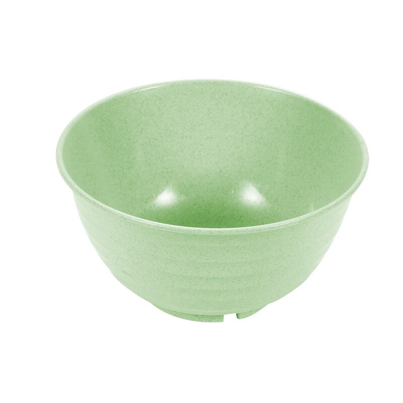 Household Set Large Size Wheat Straw Rice Bowl Baby Solid Food Bowl er tong wan Salad Bowl Fruit Bowl Instant Noodle Bowl: Northern European Style Green  Diameter 17cm