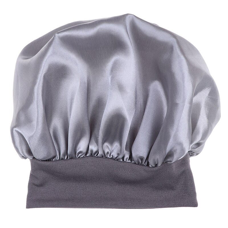 1pc Satin Sleeping Hat Night Sleep Cap Hair Care Bonnet Nightcap For Women Men Unisex Cap Bonnet: silver color
