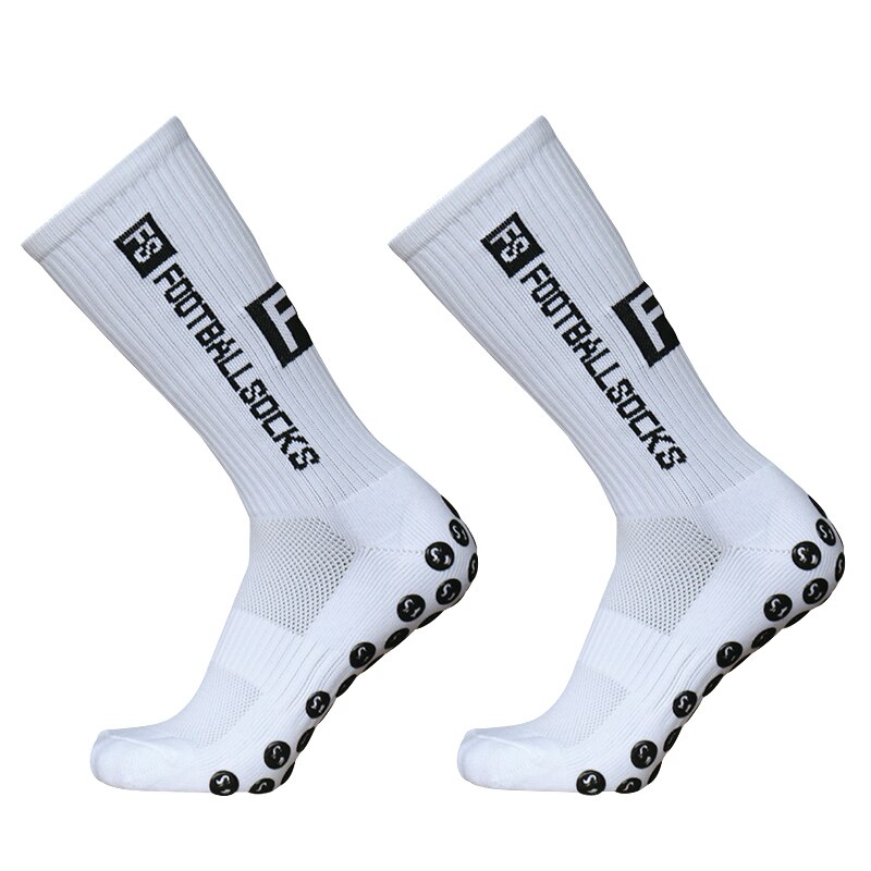 FS – chaussettes de FOOTBALL antidérapantes pour homme et femme, idéales pour le sport, le Rugby, le Basketball: white