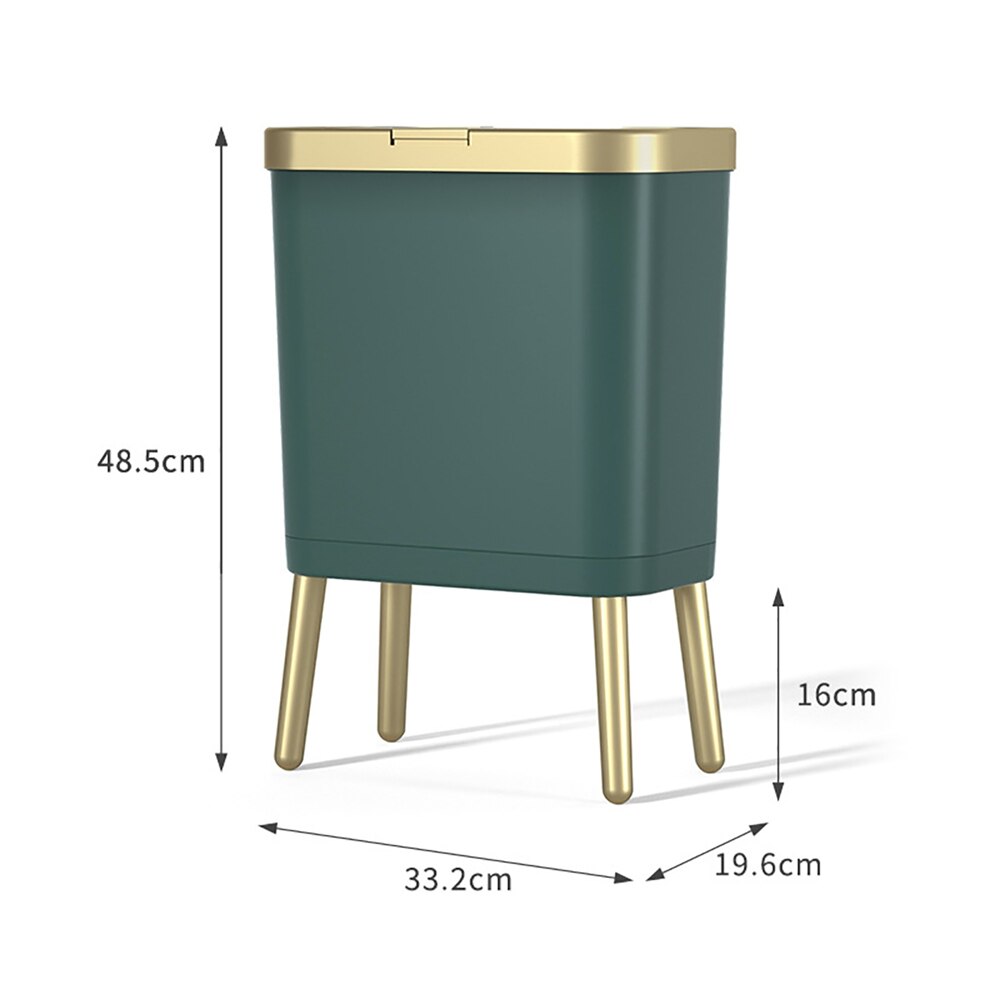 15L Top Luxe White Gold Prullenbak Keuken Badkamer Hoge Capaciteit Vuilnisbak Vier-Legged Tall Smalle Prullenbak opbergdoos: 1