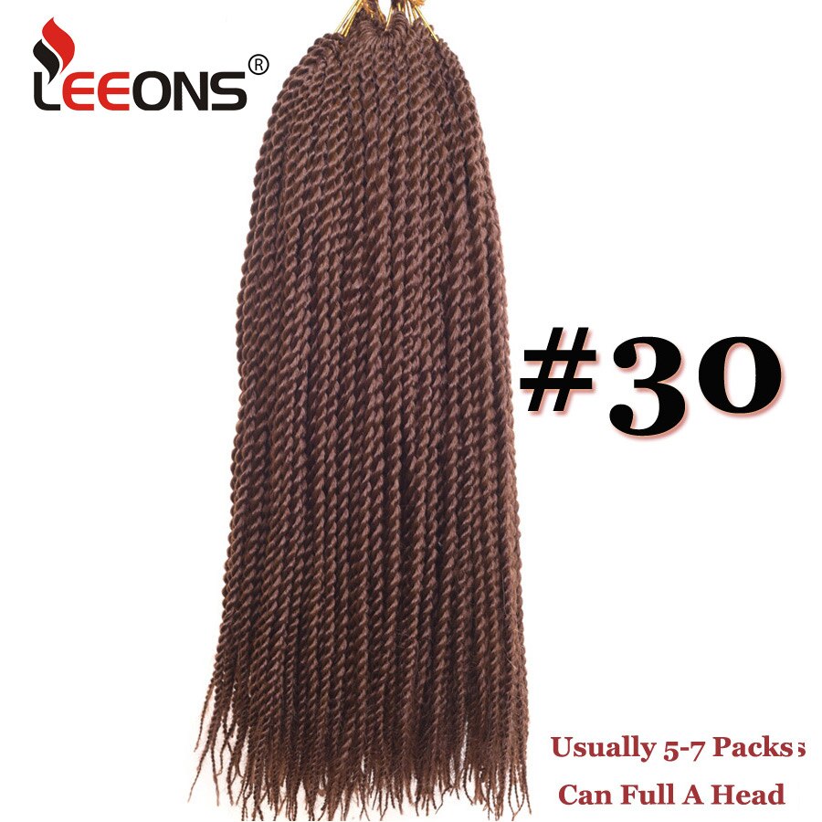 Leeons Small Senegalese Twist Braids 18 inch 30 Roots Synthetic Crochet Hair Extensions Ombre Braiding Hair 15 Colors Available: #30