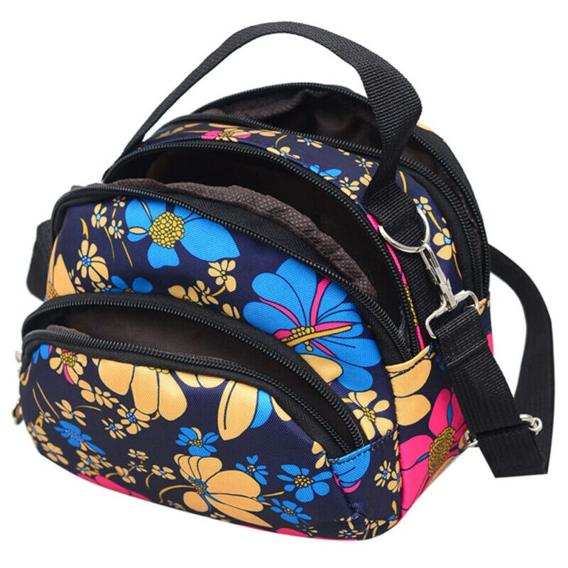 Women Nylon Zipper Shoulder Messenger Handbag Bag Floral Travel Bags