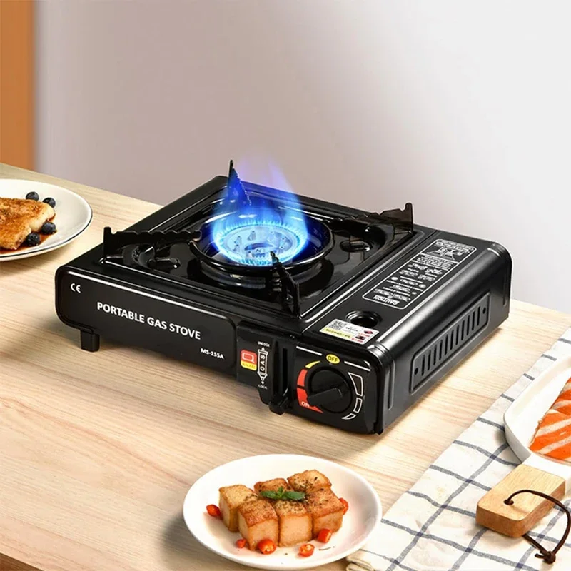 Estufa de camping portátil de doble combustible, propano o butano con estuche de transporte, encendido automático, ideal para acampar, senderismo, barbacoa y emergencias