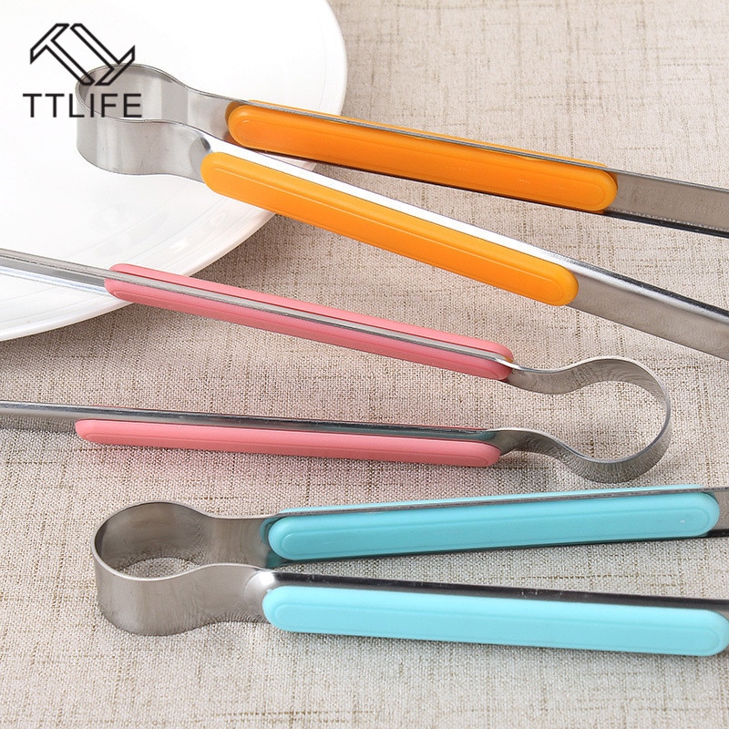 Ttlife rustfrit stål køkken tænger bbq tang mini grill grill mad klip is tang kød salat toast tang tang tilbehør