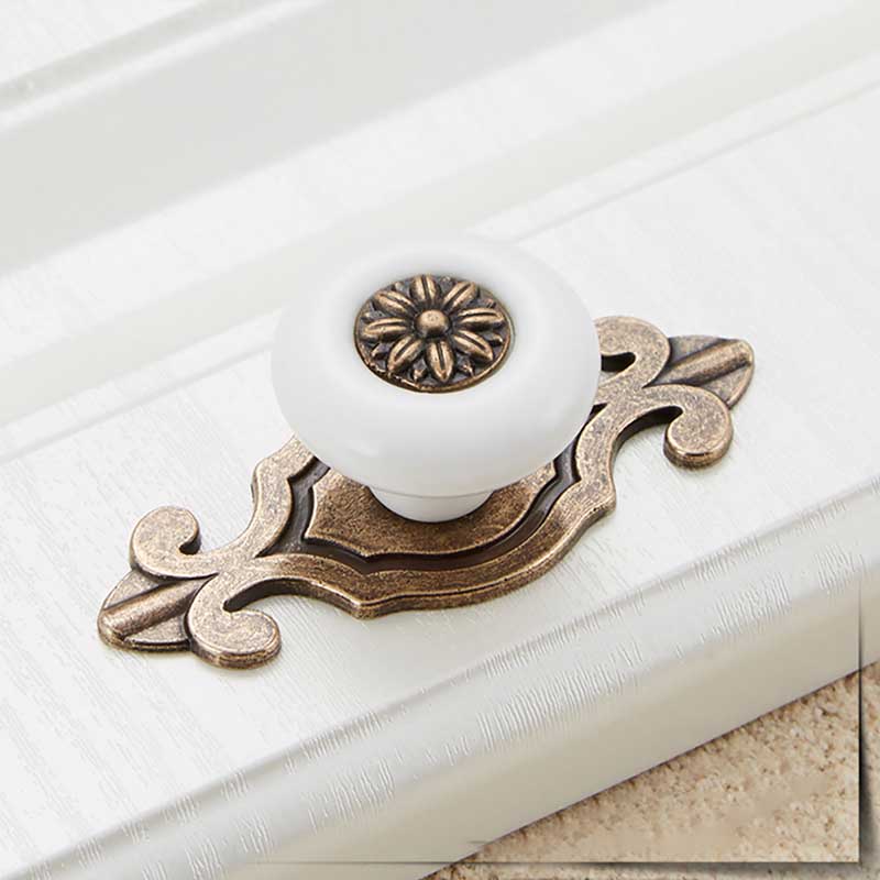 antiguo porcelana Tiradores para muebles, pomos de puerta de muebles antiguo blanco de cerámica de oro asas para mobiliario metálico Tiradores para muebles, pomos 1pc