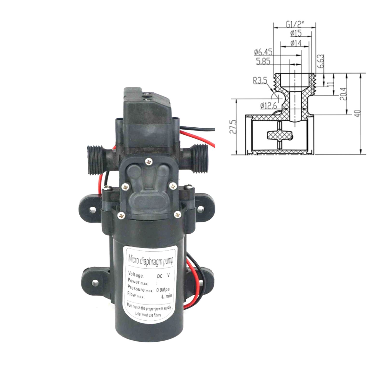 12V/24VDC 15W/30W/60W/80W Membranwasserpumpe Selbstansaugende Druckerhöhungspumpe Automatischer Schalter Durchfluss 2-5,5L/min: Blau / 6V