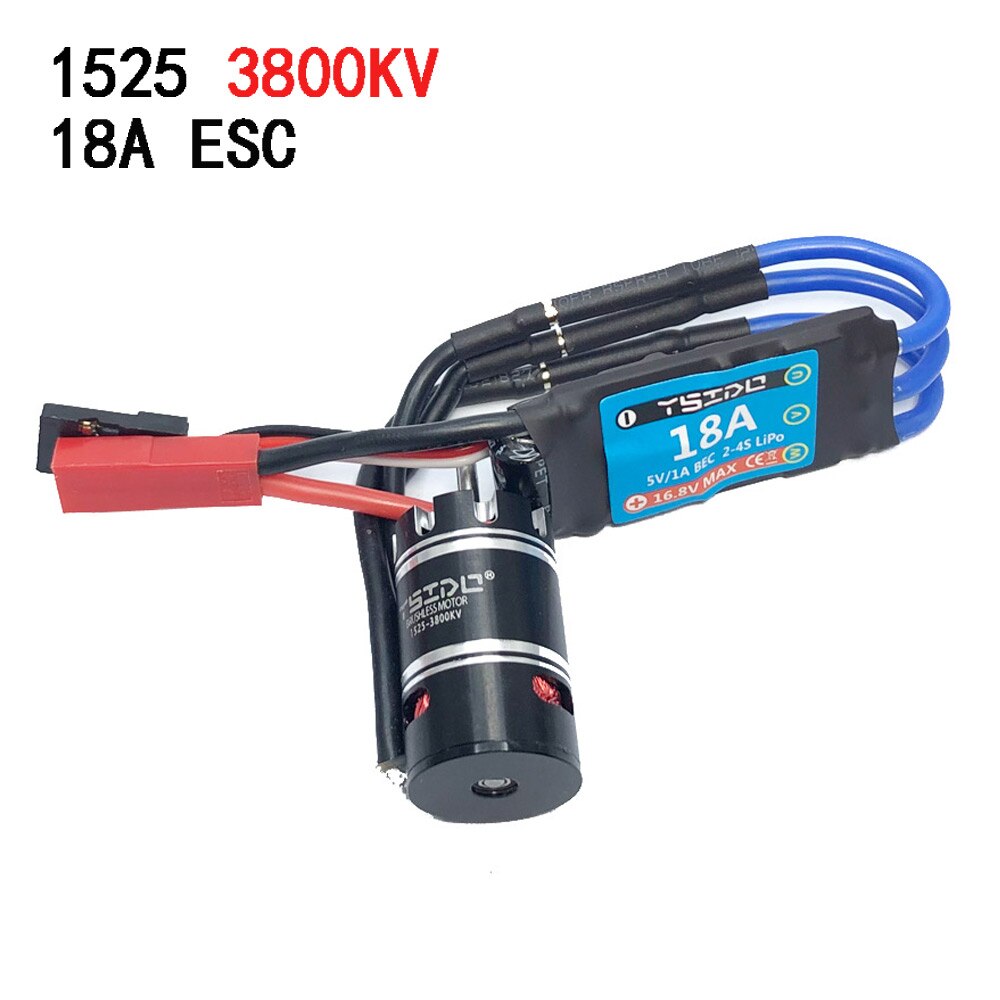 Mini 1525 1410 2800KV 3800KV 5800KV 10800KV Brushless Motor 18A ESC for Kyosho Mr03 Pro Atomic DRZ 1/24 1/28 1/32 RC Car: 3800KV 18A Combo