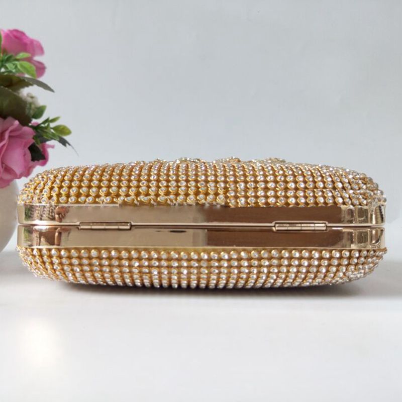 Unique Gold Rhinestone Evening bag Clutch Purse Party Bridal Prom